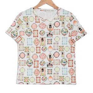 NWT Alice + Olivia Rylyn Stace Face T Shirt Tee Top Mirror Mirror White Pink XS